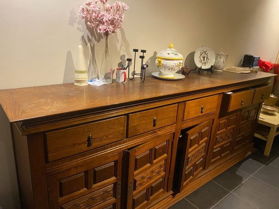 Armoire en bois massif de 2,8 m x 0,55 m x 1,1 m, Maison & Meubles, Enlèvement ou Envoi, Vintage, Avec tiroirs, Comme neuf