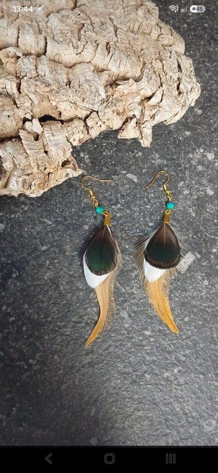 Oorbellen met natuurlijke veren, Handtassen en Accessoires, Oorbellen, Hangers, Nieuw, Ophalen of Verzenden, Met edelsteen