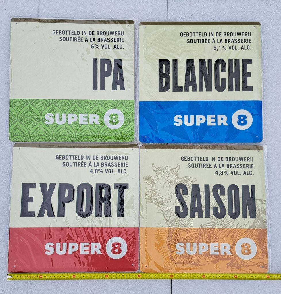 Reclmeborden Super 8 Haacht, Verzamelen, Ophalen of Verzenden, Zo goed als nieuw, Reclamebord