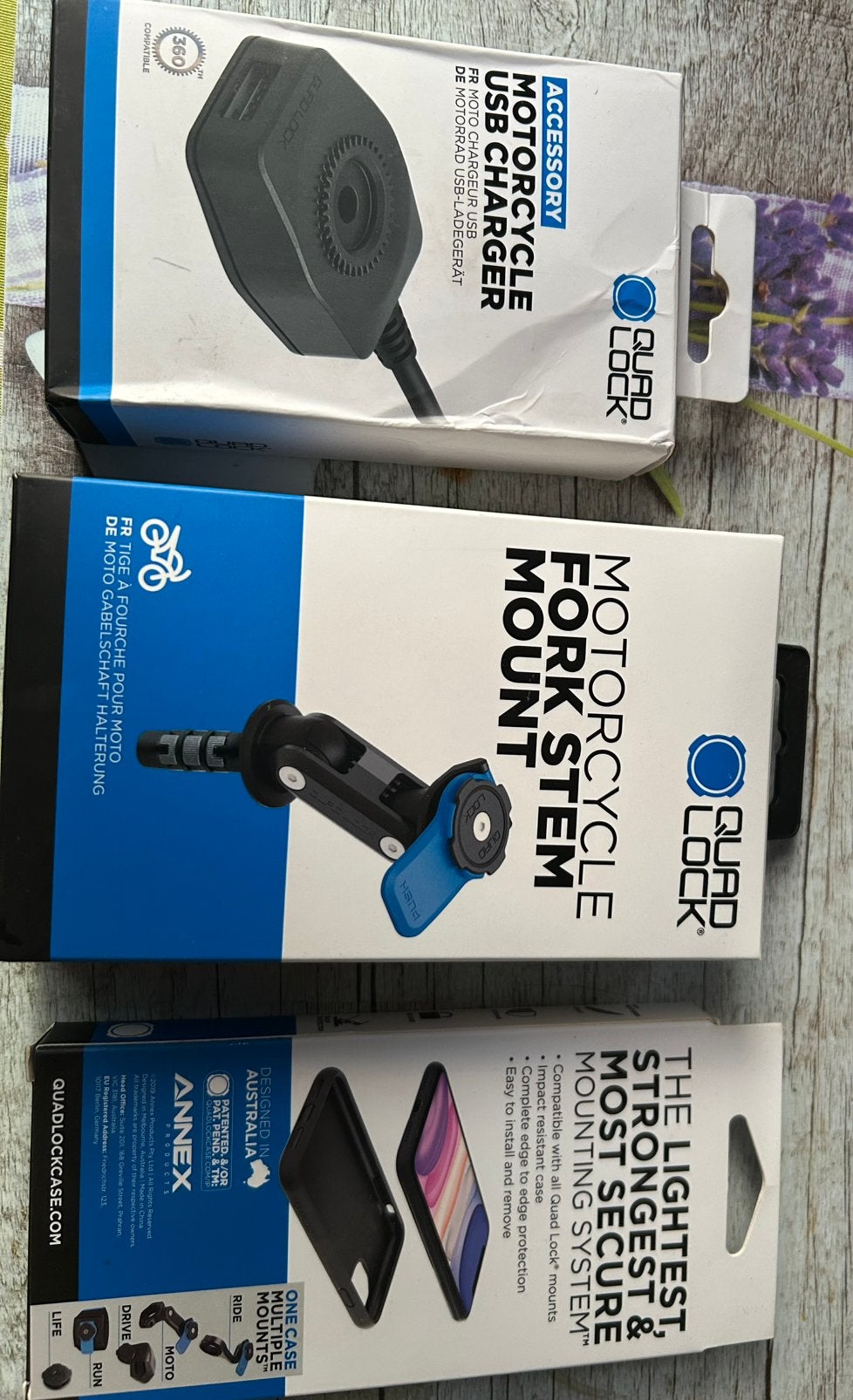 Gsm setup voor moto - Quad Lock - complete set., Ophalen of Verzenden, Zo goed als nieuw