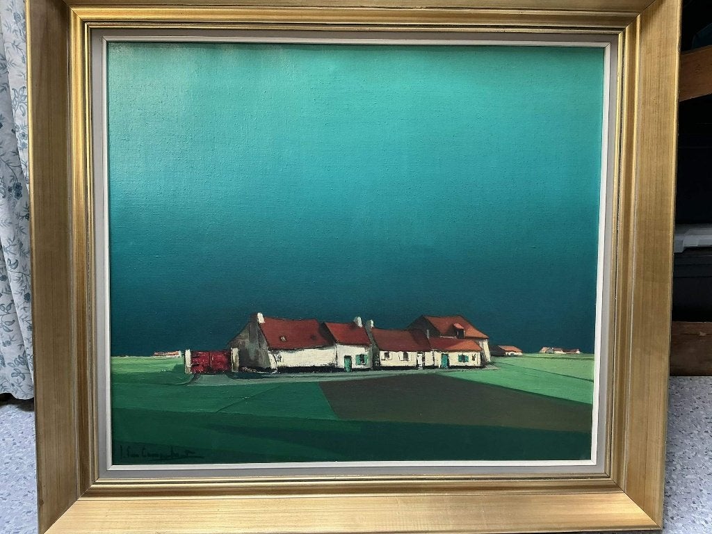 Tableau paysage, Peinture à l'huile, Paysage, Enlèvement, Signé