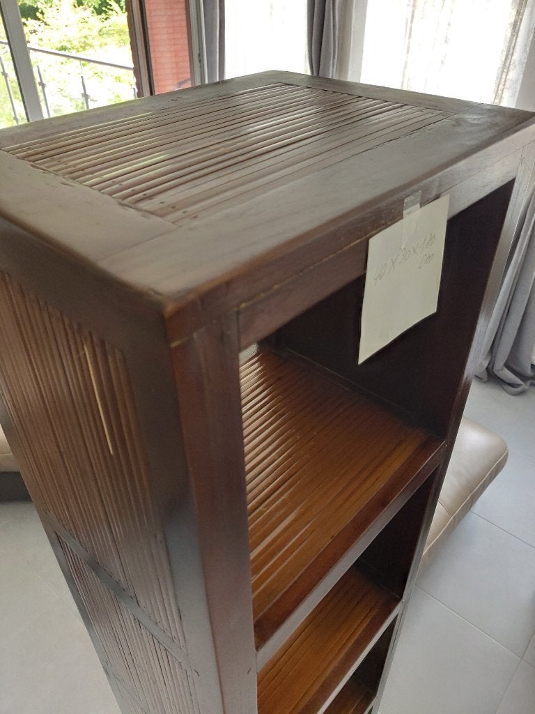 Luxe massief houten plank van teakhout en bamboe, Huis en Inrichting, Woonaccessoires | Etagères, Ophalen, Gebruikt, Etagère, Hout
