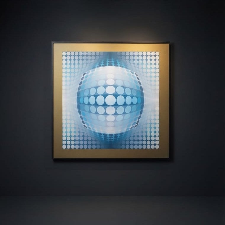 Tableau de Victor Vasarely, intitulé  "Sphere"., Antiquités & Art, Encadré, Abstrait, Enlèvement, Lithographie