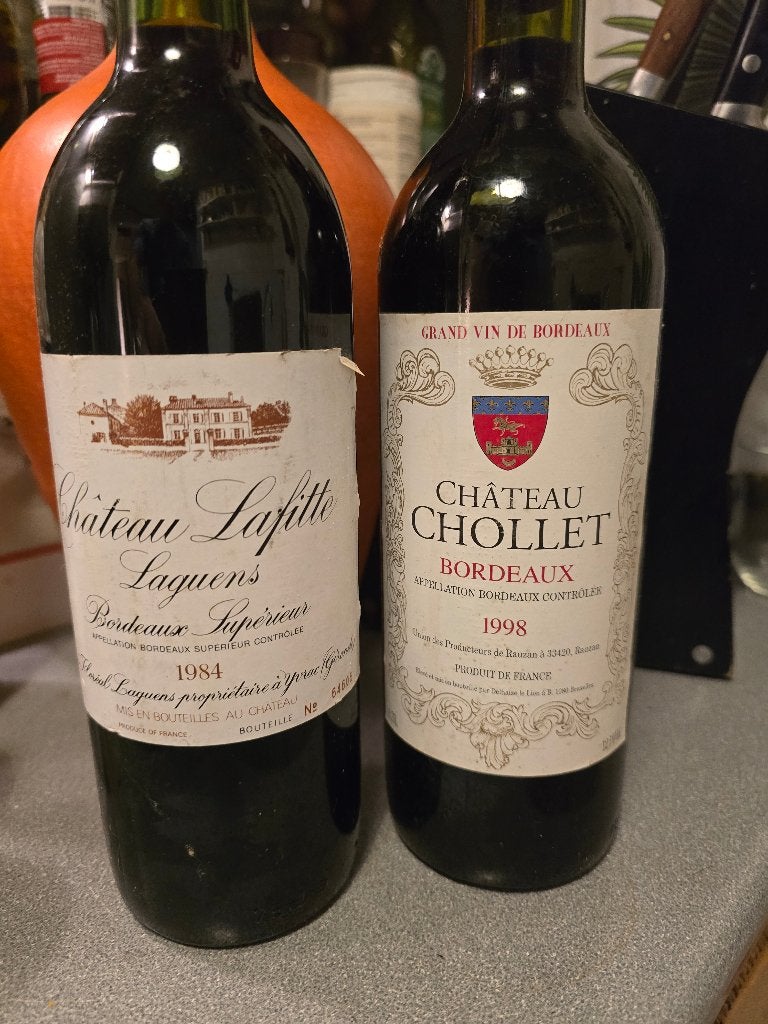 Vin château Lafitte Laguenes  84  et Château Chollet 98, Enlèvement ou Envoi, Pleine, Comme neuf, Vin rouge