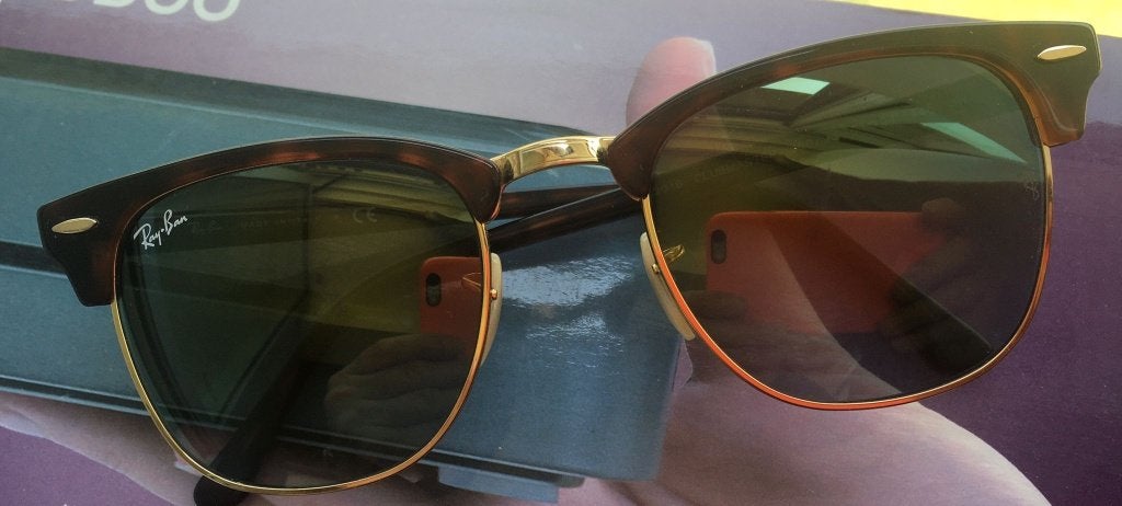 Ray Ban - Club Master gepolijste hoge schildpad op goud, Gebruikt, Zonnebril, Ophalen of Verzenden, Ray-Ban