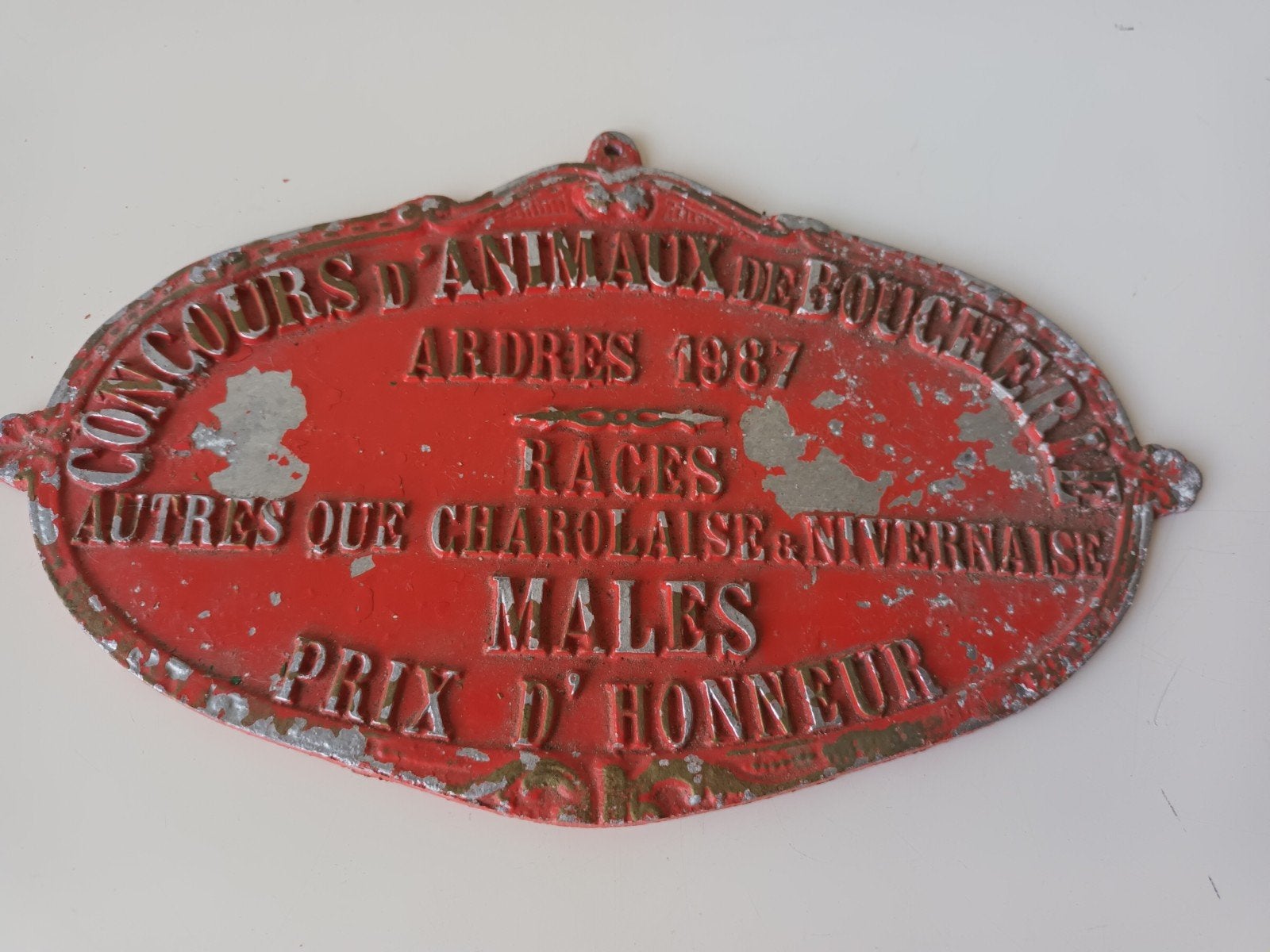 Franse Brocante Landbouwplaquette (Ardres, 1987), Antiek en Kunst, Ophalen of Verzenden