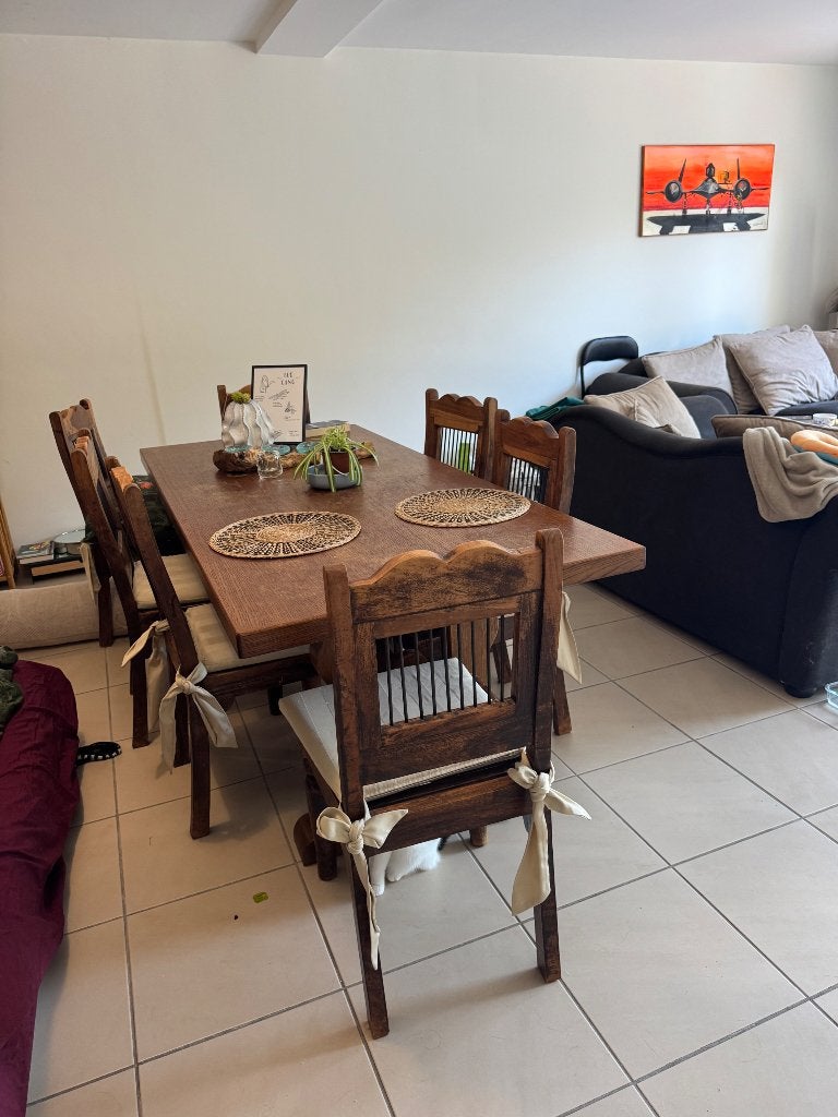 Houten ettafel met + 8 stoelen, Huis en Inrichting, Tafels | Eettafels, Ophalen, Gebruikt, Vijf personen of meer, Vierkant