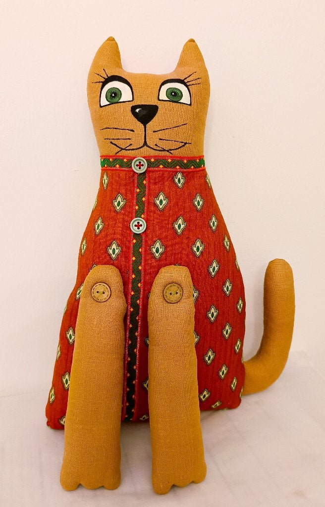 Jouet unique, chat en tissu fait main, Enlèvement ou Envoi, Neuf