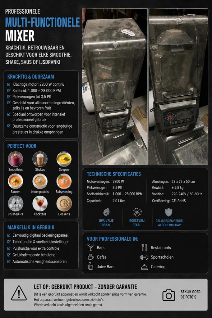 Professionele horeca blender / smoothie mixer te koop., Enlèvement, Utilisé, Autres types
