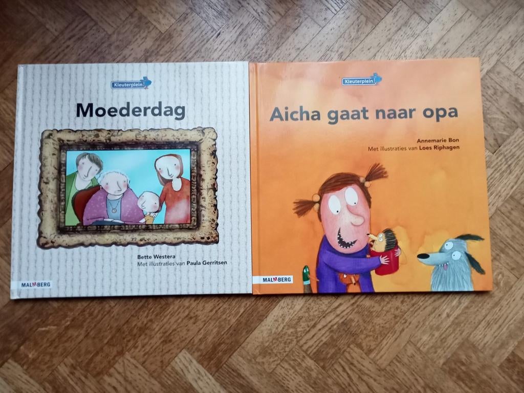 2 boeken kleuterplein: Aicha gaat naar opa + Moederdag, Ophalen of Verzenden, Gelezen