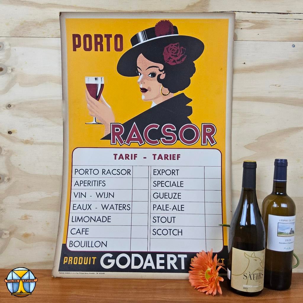 Art Deco Menu / Prijzenlijst Poster Porto Racsor (mancave), Verzamelen, Ophalen of Verzenden, Gebruikt, Gebruiksvoorwerp