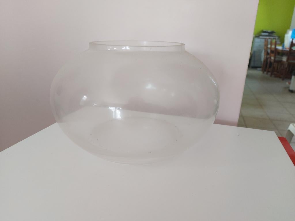 Coupe/vase boule en verre transparent, Maison & Meubles, Enlèvement, Comme neuf, Verre, Moins de 50 cm