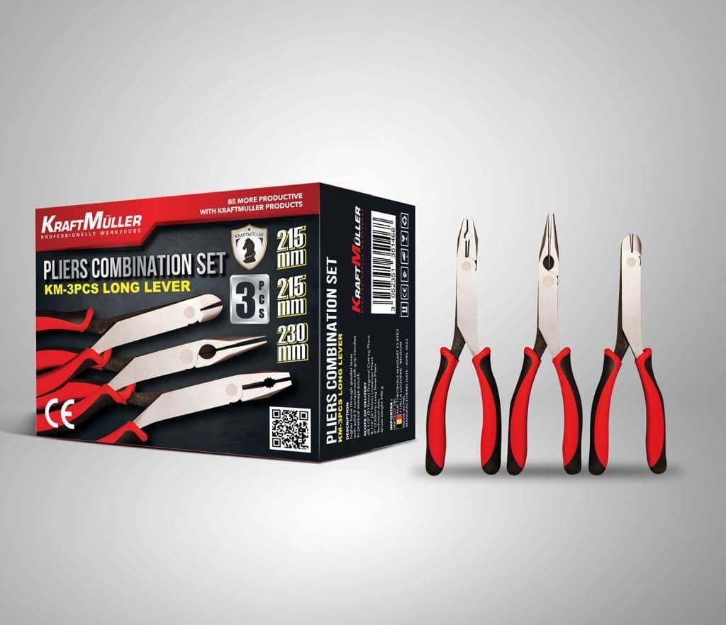 Set de 3 pinces longs becs droits KraftMüller, Enlèvement, Neuf