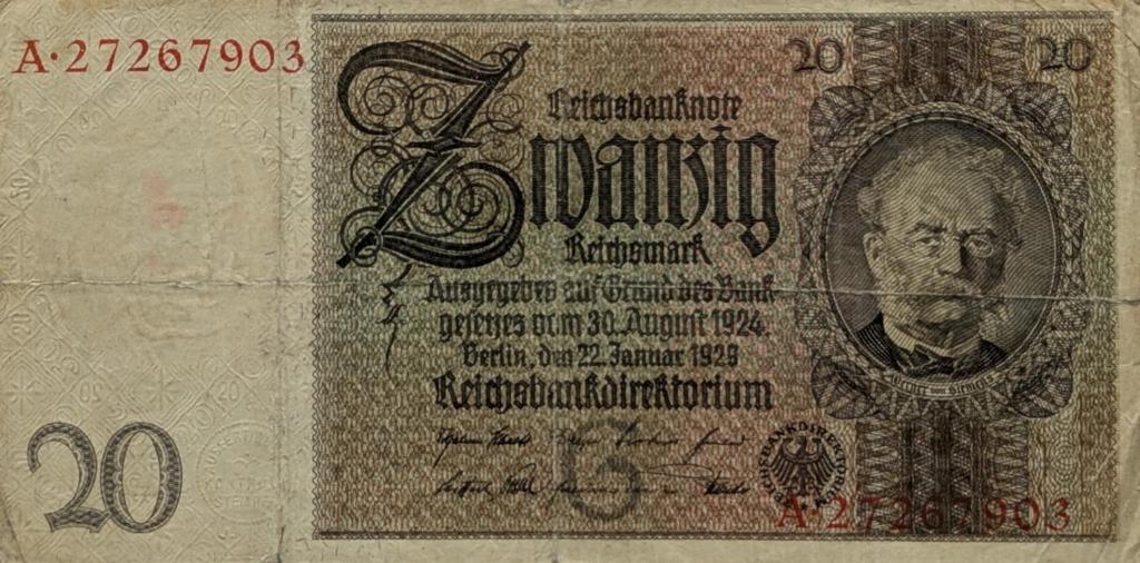 Duitsland - 20 reichsmark - 1924, Enlèvement, Allemagne, Billets en vrac