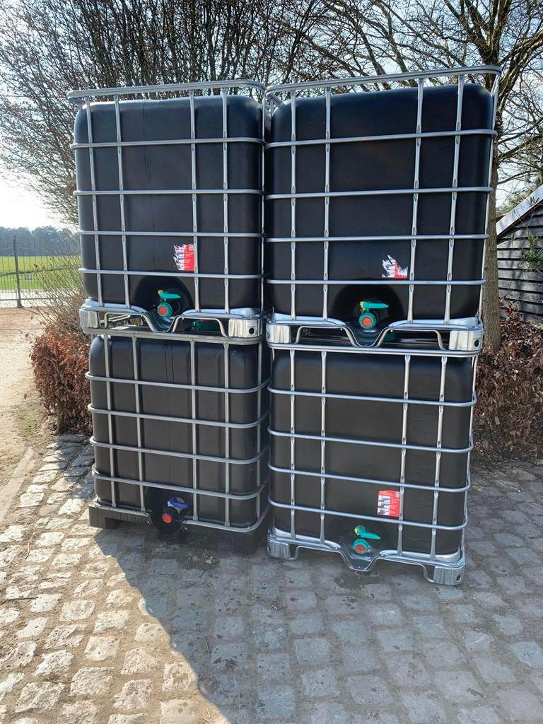 Z.g.a.n. ZWARTE anti-algen IBC-container multibox 1050 liter, Tuin en Terras, Regentonnen, 150 liter of meer, Ophalen, Zo goed als nieuw