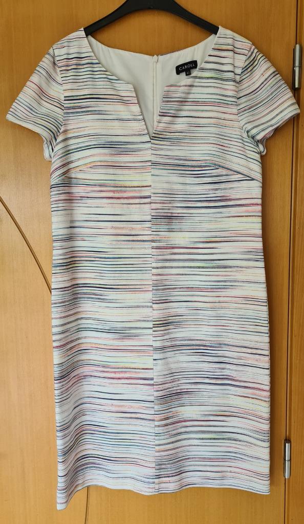 Prachtige Caroll jurk met korte mouwen - Maat 40, Kleding | Dames, Maat 38/40 (M), Wit, Ophalen of Verzenden, Zo goed als nieuw