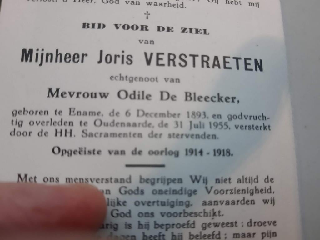 Oud bp opgeëiste 1914-18, Ename 1893-1955, Verstraeten Jori, Ophalen of Verzenden