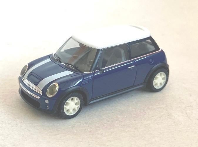 Mini Cooper blauw / wit dak Herpa., Ophalen of Verzenden, Gebruikt, Auto, Herpa