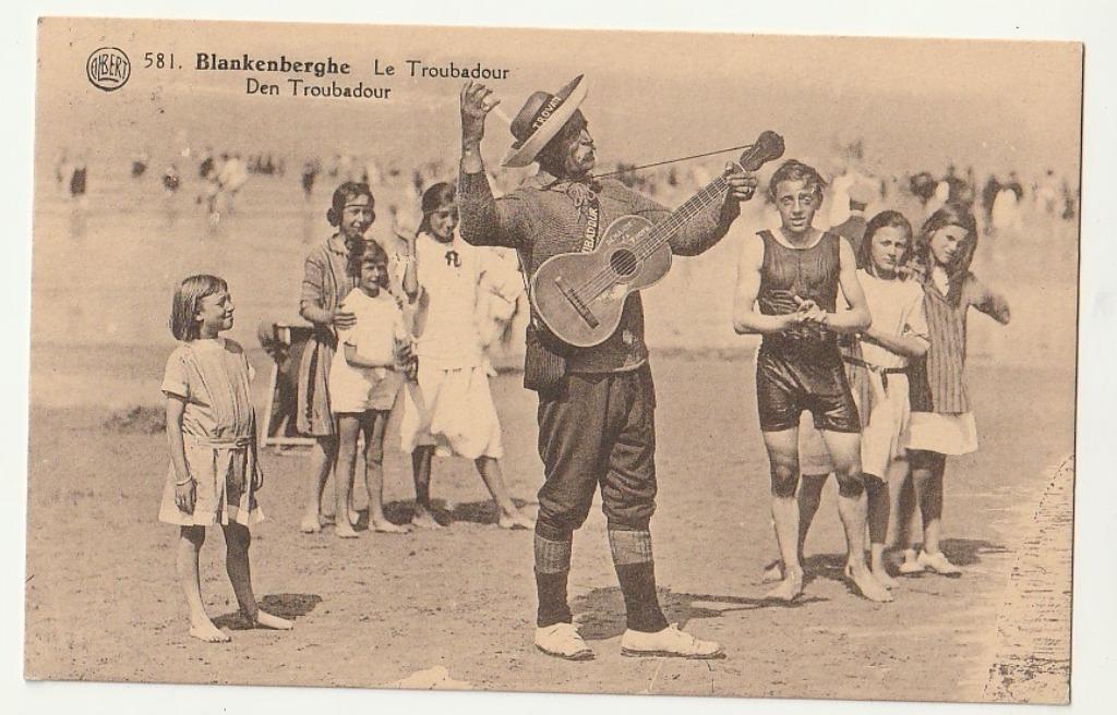 Blankenberghe (Blankenberge) Den Troubadour gitaar kinderen, Verzamelen, Verzenden, Gelopen, West-Vlaanderen