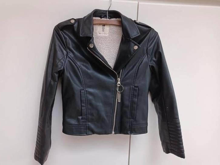 Biker vest in imitatieleer met pels, maat 146, Ophalen, Meisje, H&M, Zo goed als nieuw