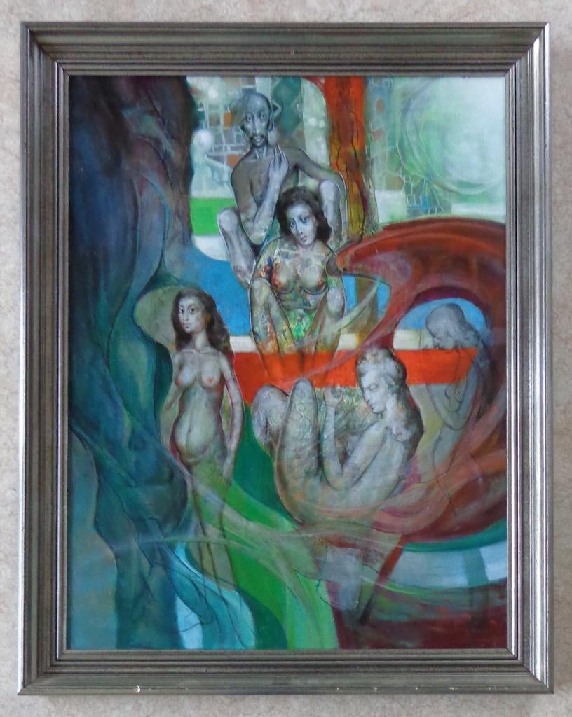 ROGER VAN BELLEGHEM / NAAKTE MENSEN / OLIEVERF DOEK 74x58cm, Enlèvement