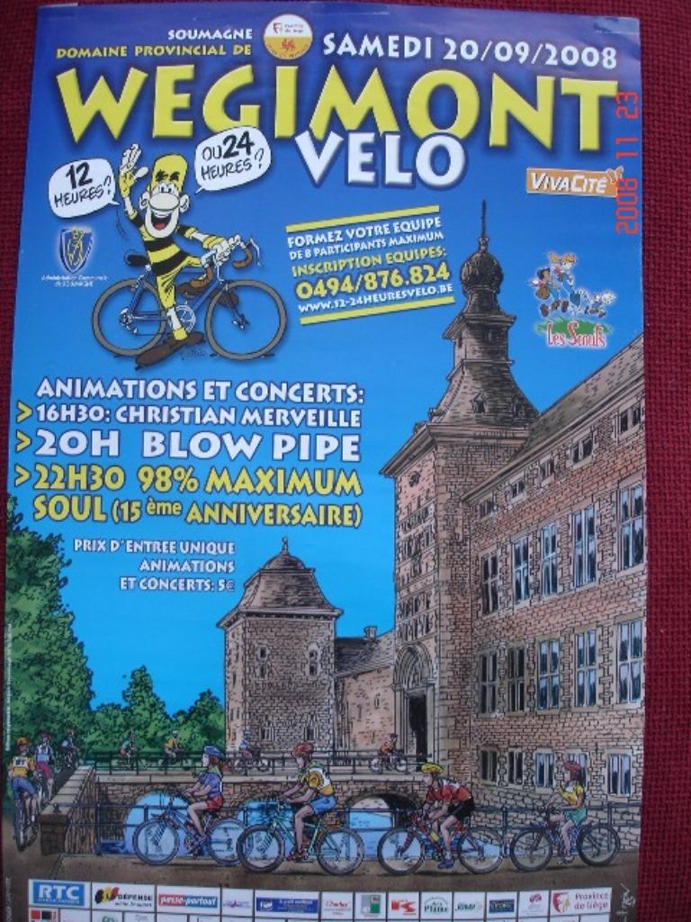 Wégimont vélo (Carin) - affiche 60x40 - 2008, Enlèvement ou Envoi, Rectangulaire vertical, A1 jusqu'à A3, Utilisé