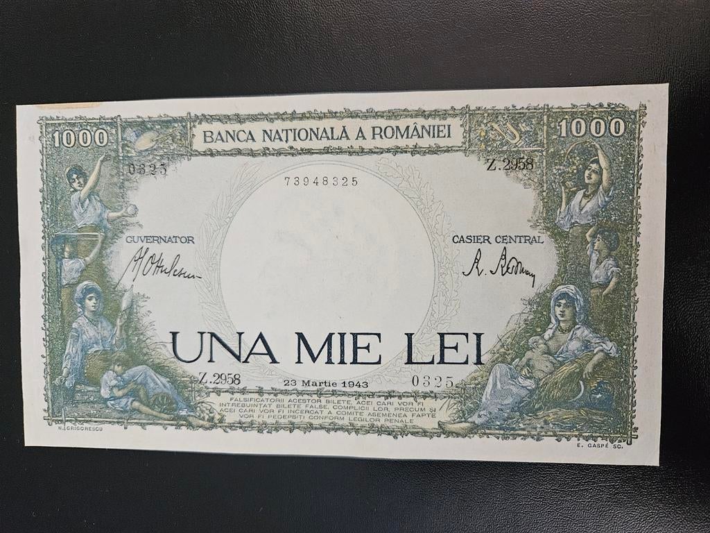 100 lei Roemenië 1943 jaar, Ophalen of Verzenden, Overige landen, Los biljet