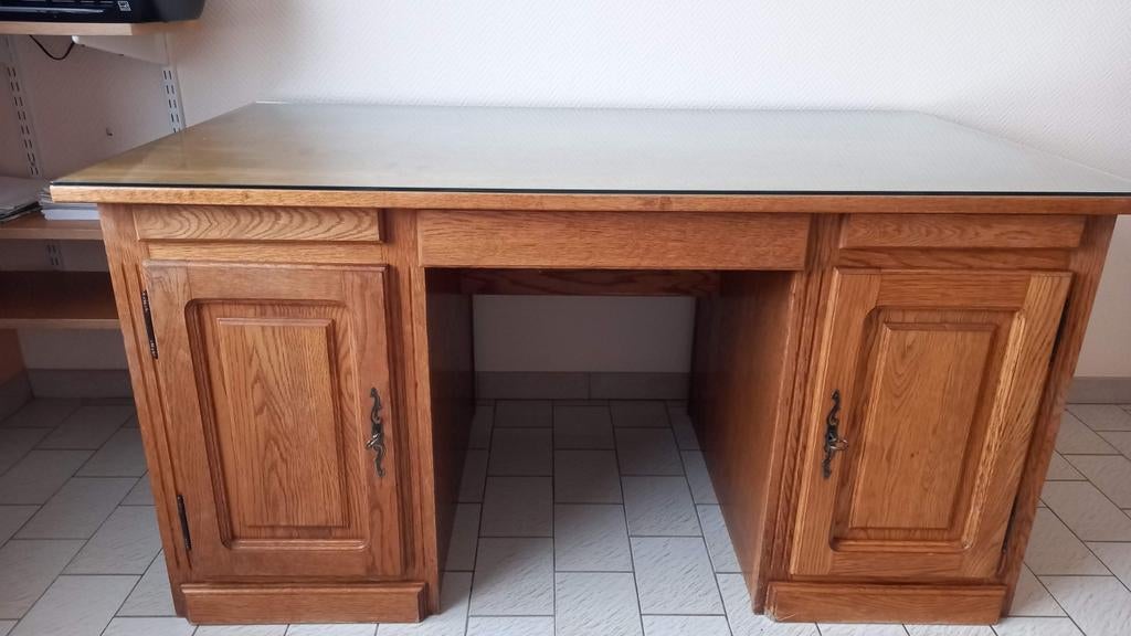 Massief eiken bureau, zeer goede staat., Ophalen, Zo goed als nieuw