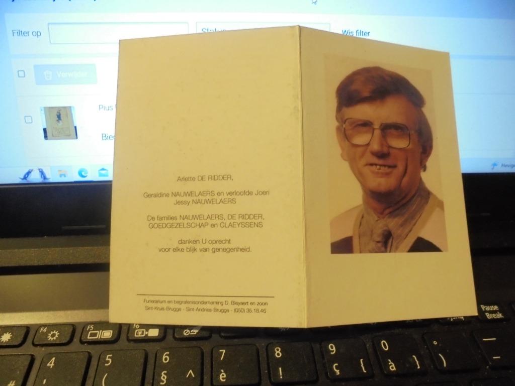 dp Francois Nauwelaers, Ophalen of Verzenden, Bidprentje