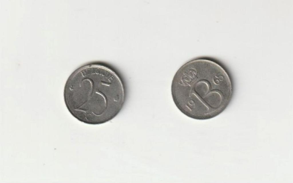 BELGIE BELGIUM BOUDEWIJN 25 C 1965 FR, Ophalen of Verzenden, Metaal, Losse munt