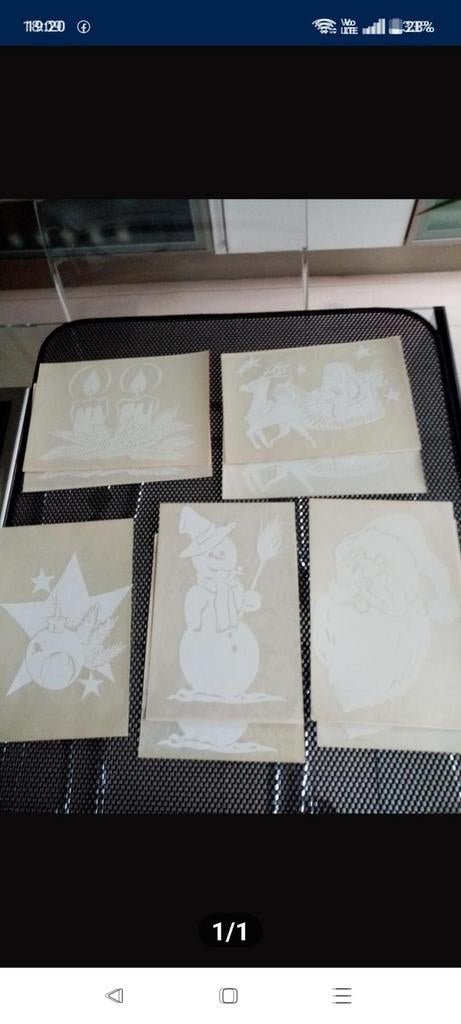 9 Vintage,raamversiering,5 verschillende figuren,samen voor, Ophalen, Zo goed als nieuw