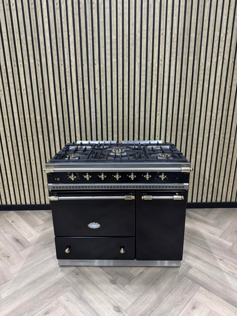 Luxe Lacanche Fornuis Zwart Gas + Messing + Warmhoudkast, Ophalen of Verzenden, Grill, Elektrisch