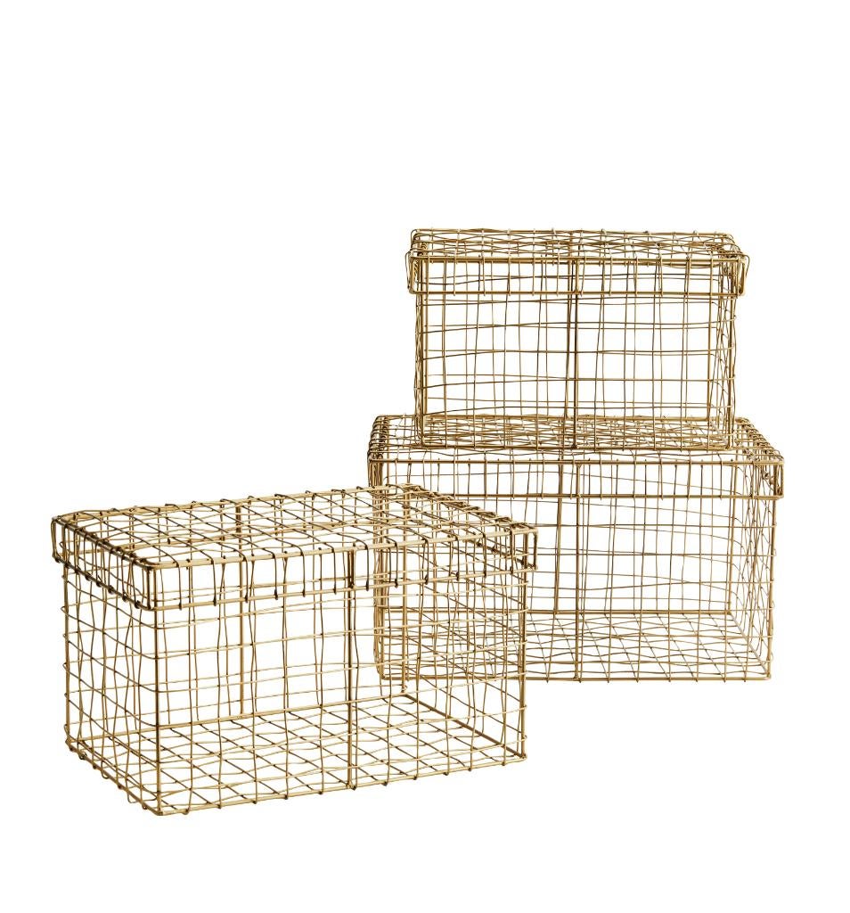 Wire opbergdozen - Goud - 3stk, Overige materialen, Mand, Nieuw, Ophalen of Verzenden