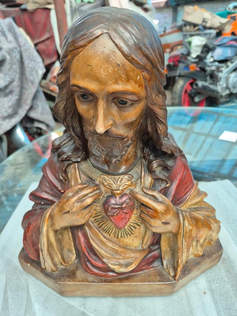 Buste Jesus-Christ en plâtre début 20ème, Antiek en Kunst, Ophalen