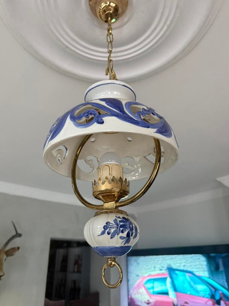 Lamp porselein vintage delfts blauw wit, Ophalen, Zo goed als nieuw