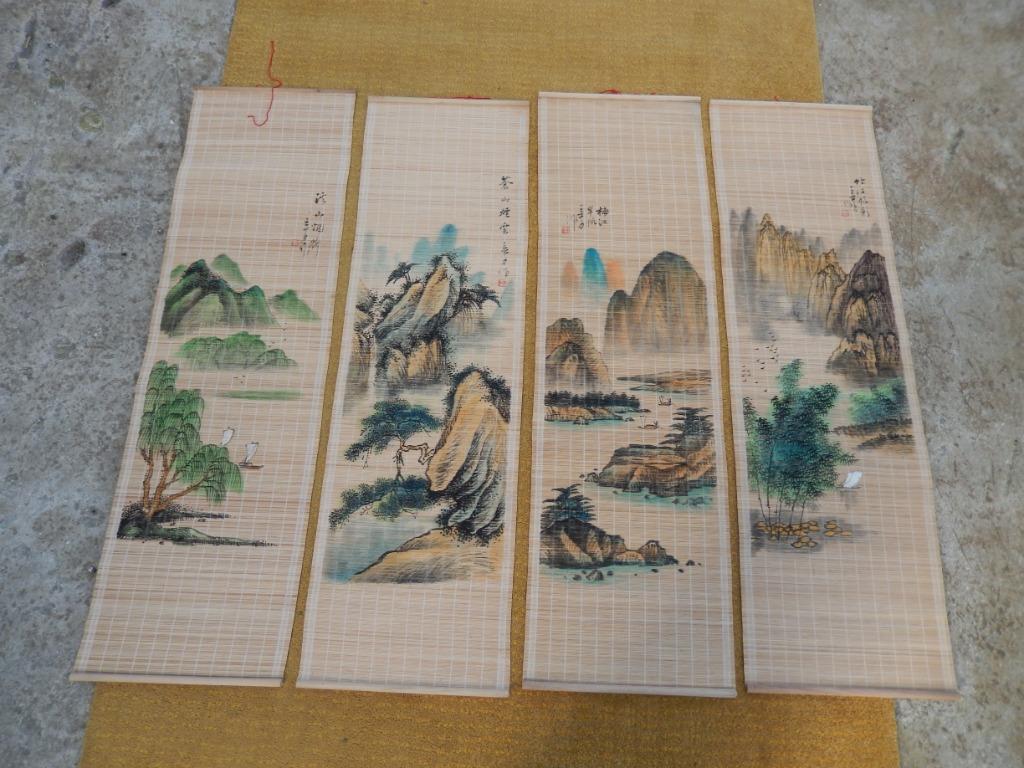 dessins asiatiques faits à la main sur rouleau en osier, Maison & Meubles, Enlèvement ou Envoi, Utilisé, Autres types