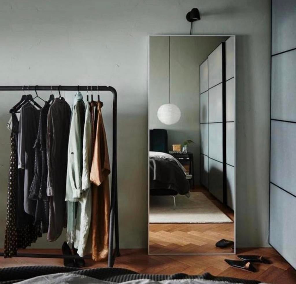 Grote staande spiegel met aluminium frame – 78  196 cm, Ophalen, Gebruikt, 75 tot 100 cm, 150 tot 200 cm