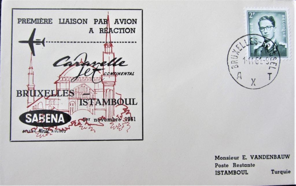FDC SABENA- BRUSSEL- ISTAMBOEL 1961, Enlèvement ou Envoi, Affranchi, Avions
