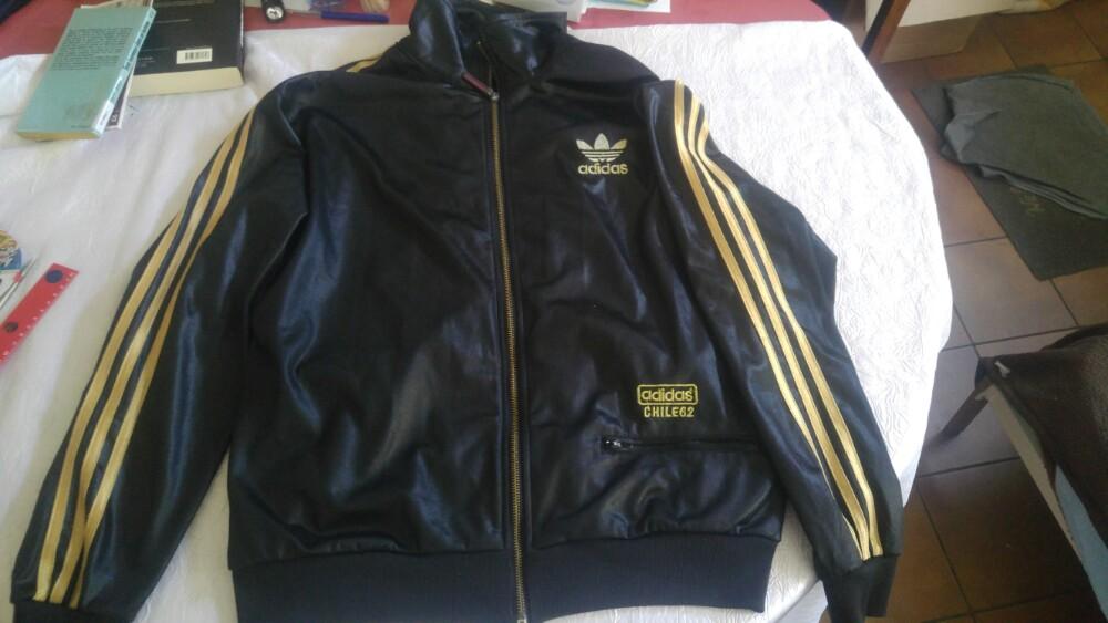 Vintage veste Adidas chile 62 black gold taille L, Ophalen of Verzenden, Zo goed als nieuw