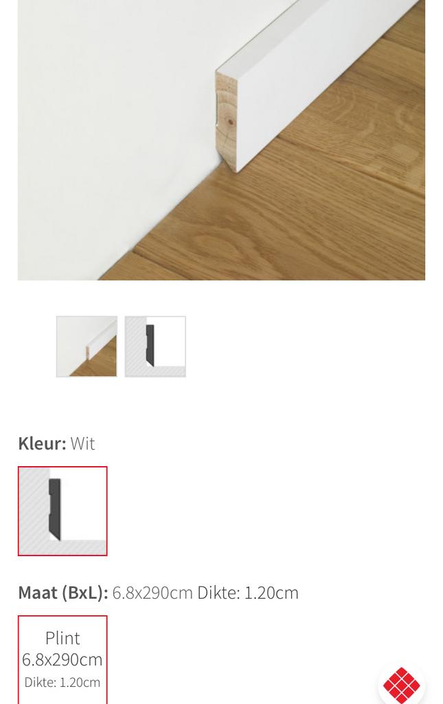 Schilderplint | 6.8x290 cm | Cederhouten plint Wit, Neuf, Enlèvement, 250 cm ou plus, Plinthes