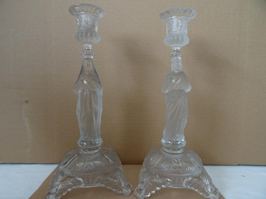 Val saint lambert Heilig Hart kandelaars  Maria Jezus 29cm, Verzamelen, Religie, Zo goed als nieuw, Christendom | Katholiek, Overige typen