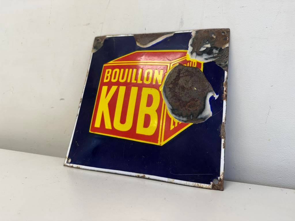Panneau publicitaire KUB en émail ancien, Antiquités & Art, Enlèvement ou Envoi