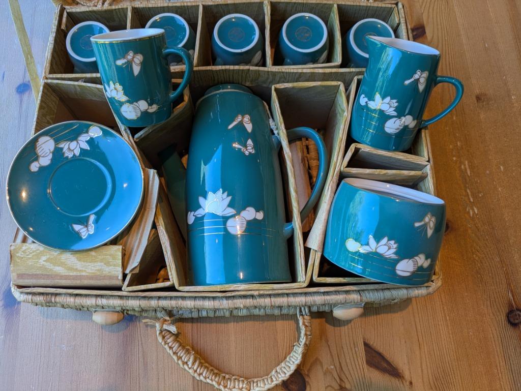 Thee of koffie servies porselein in mand 6 personen, Ophalen of Verzenden, Zo goed als nieuw, Overige stijlen, Porselein
