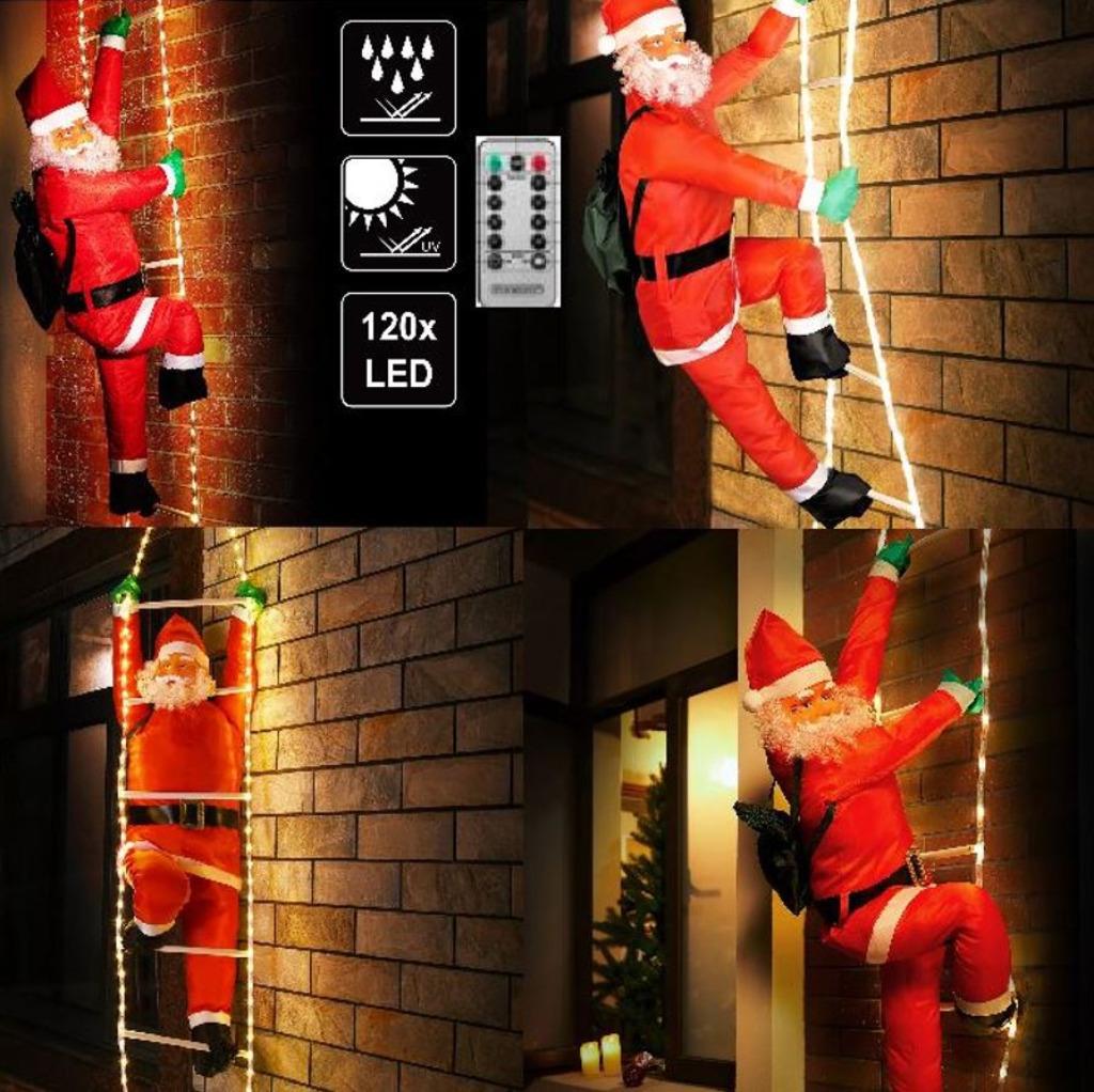 Kerstman op LED-Ladder 240cm. Timer 8 Lichtfuncties Dimbaar, Enlèvement ou Envoi, Neuf