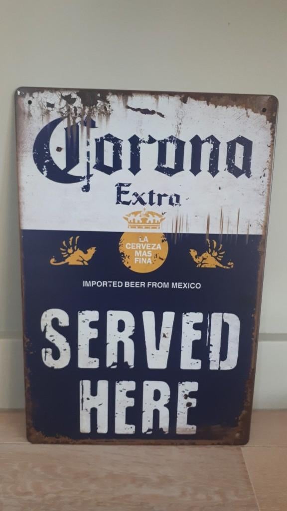 Assiette murale Corona Extra beer Served Here look vintage, Enlèvement ou Envoi, Neuf, Panneau, Plaque ou Plaquette publicitaire