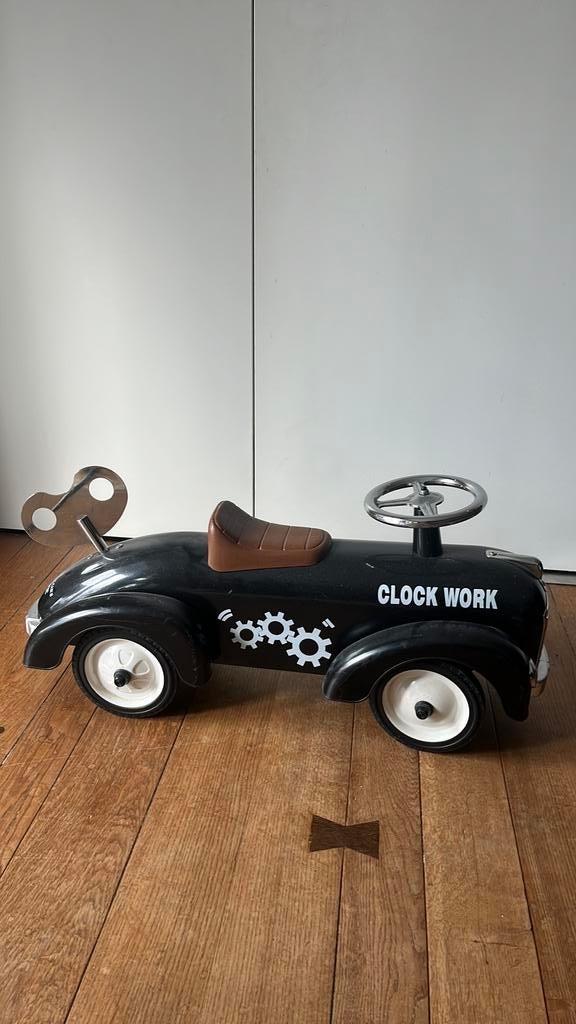 Retro metalen loopauto – “Clock Work” – zwart, Kinderen en Baby's, Speelgoed | Buiten | Voertuigen en Loopfietsen, Ophalen, Zo goed als nieuw