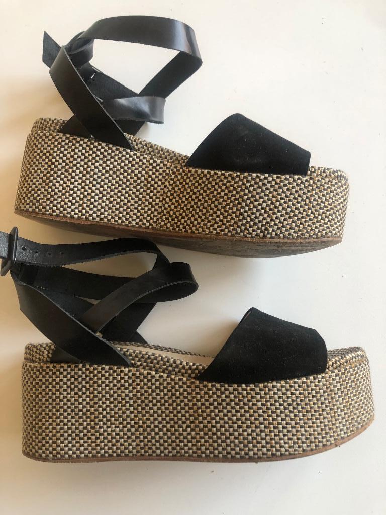 Zwarte plateauschoenen maat 38 , merk Morobe, Zwart, Zo goed als nieuw, Morobe, Sandalen of Muiltjes