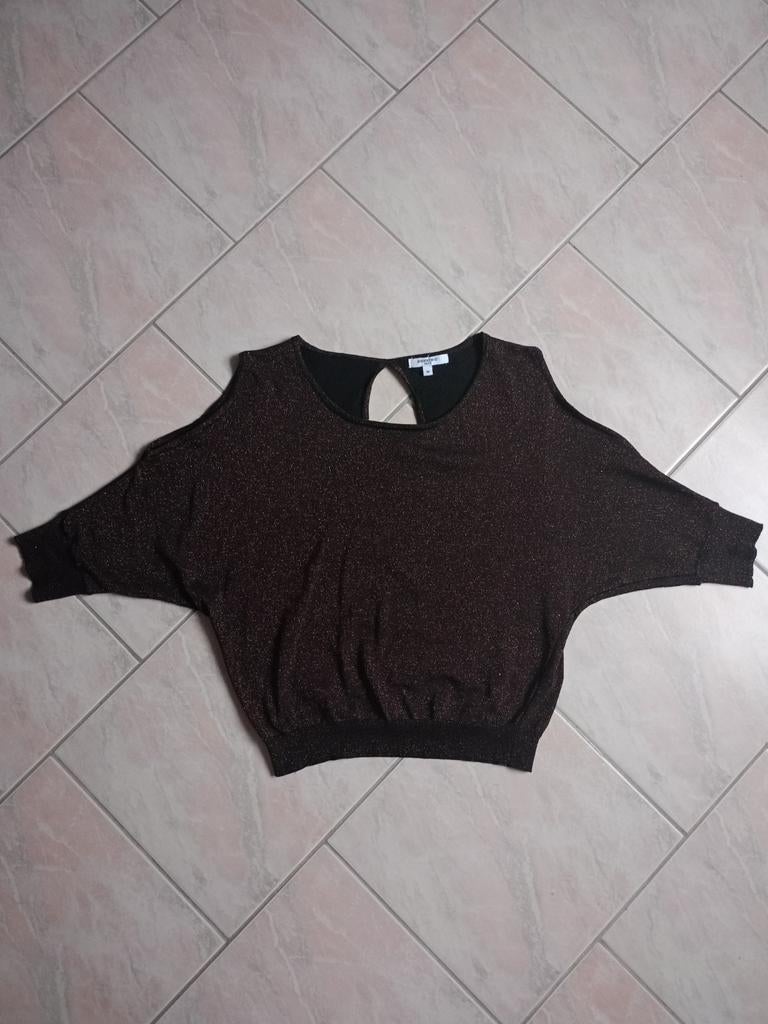 Trui met opengewerkte schouders, Kleding | Dames, Maat 38/40 (M), Bruin, Zo goed als nieuw, Korte mouw