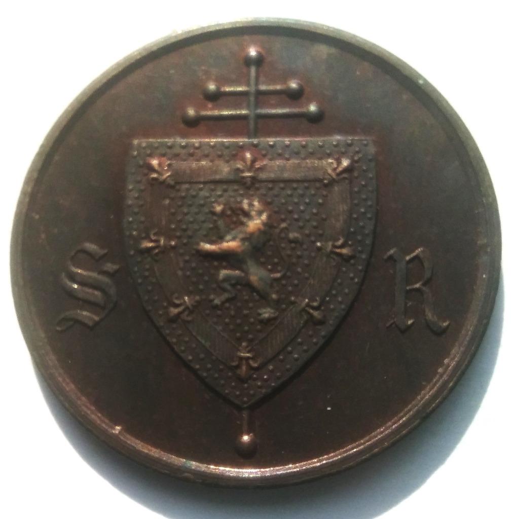 (oksaal) penning 1888 100ct sint rumoldus rombouts mechelen, Postzegels en Munten, Penningen en Medailles, Overige materialen