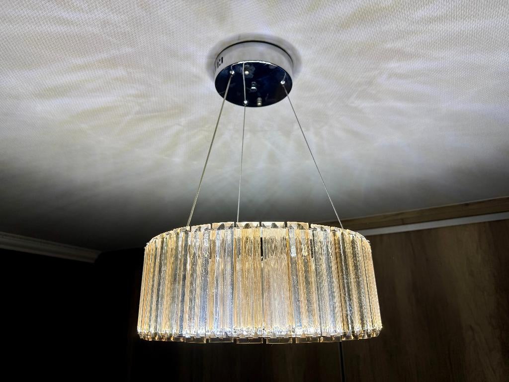 Lampe suspendue cristal de luxe moderne avec éclairage LED, Maison & Meubles, Lampes | Suspensions, Comme neuf, 75 cm ou plus